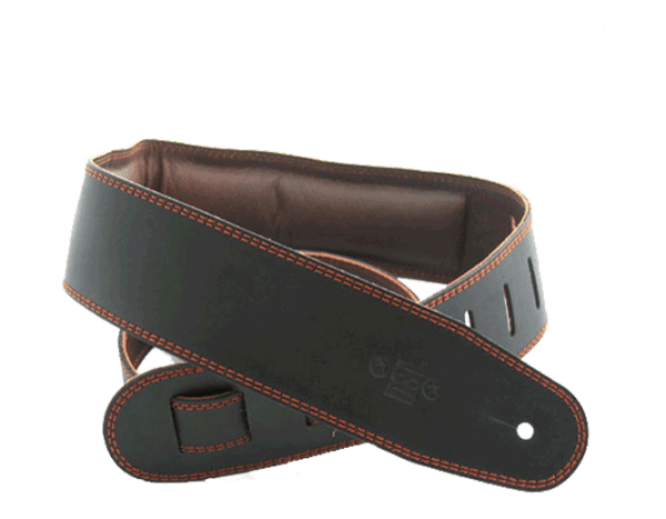DSL Genuine Leather Black / Brown Guitar Strap at Anthony's Music Retail, Music Lesson and Repair NSW