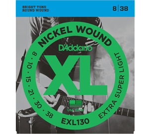 D’Addario 8-38 EXL130 Extra-Super Light Nickel Wound at Anthony's Music Retail, Music Lesson and Repair NSW