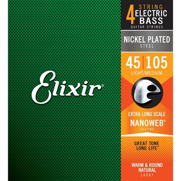 Elixir 14087 45-105 Light/Medium, Extra Long Scale Nickel Plated Steel with Nanoweb Coating at Anthony's Music Retail, Music Lesson and Repair NSW