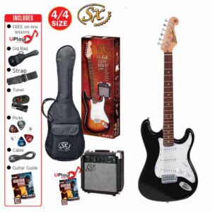 SX SE1SKB Electric Guitar Pack Black  at Anthony's Music - Retail, Music Lesson and Repair NSW