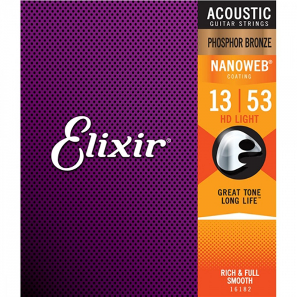 Elixir E16182 13-53 HD Light Phosphor Bronze with Nanoweb Coating at Anthony's Music Retail, Music Lesson and Repair NSW