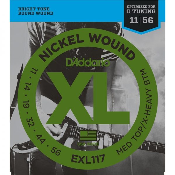 D’Addario 11-56 EXL117 Medium Top/Extra-Heavy Bottom Nickel Wound at Anthony's Music Retail, Music Lesson and Repair NSW