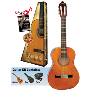 Valencia VC104K 4/4 Size Nylon Classical Guitar Package Natural With Gig Bag and Tuner at Anthony's Music Retail, Music Lesson and Repair NSW