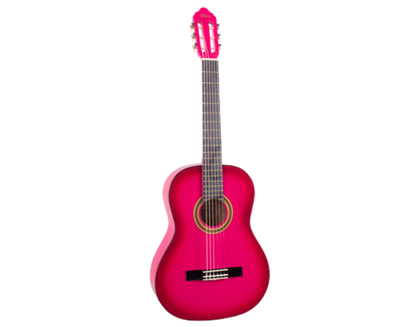 Valencia VC101PKS 1/4 Nylon Classical Guitar Pink Sunburst at Anthony's Music Retail, Music Lesson and Repair NSW