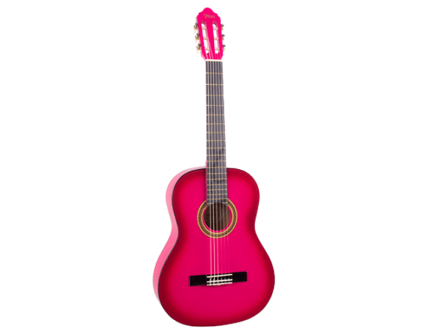 Valencia VC102PKS 1/2 Nylon Classical Guitar Pink Sunburst at Anthony's Music Retail, Music Lesson and Repair NSW