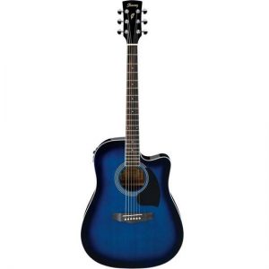 Ibanez PF15ECETBS Acoustic Guitar w/Cutaway & Pickup – Transparent Blue Sunburst at Anthony's Music Retail, Music Lesson and Repair NSW