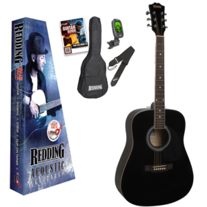 Redding RED50PKBK Dreadnought Acoustic Guitar Package Black  at Anthony's Music - Retail, Music Lesson and Repair NSW