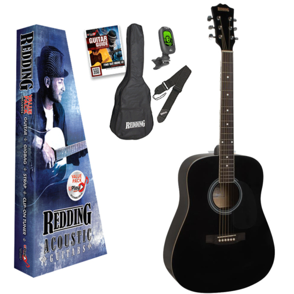 Redding RED50PKBK Dreadnought Acoustic Guitar Package Black  at Anthony's Music - Retail, Music Lesson and Repair NSW