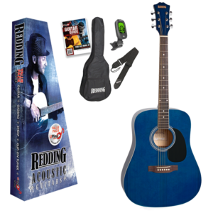 Redding RED50PKTBU Dreadnought Acoustic Guitar Package Transparent Blue  at Anthony's Music - Retail, Music Lesson and Repair NSW