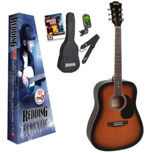 Redding RED50PKVS Dreadnought Acoustic Guitar Package Vintage Sunburst  at Anthony's Music - Retail, Music Lesson and Repair NSW