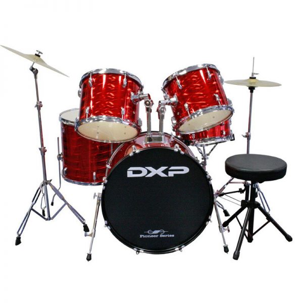 DXP TX04PTDR Pioneer Drum Kit – FREE Cymbals & Sticks 3D Laser Red at Anthony's Music Retail, Music Lesson and Repair NSW
