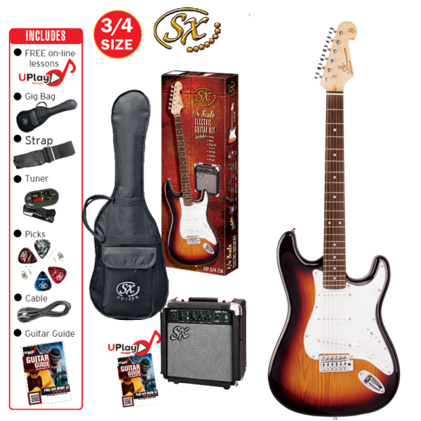SX SE1SK34LHB 3/4 Electric Guitar Pack Black – Left Hand at Anthony's Music Retail, Music Lesson and Repair NSW