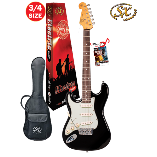 SX 3/4 VES34LHB Electric Guitar With Gig Bag – Black Left Hand at Anthony's Music Retail, Music Lesson and Repair NSW