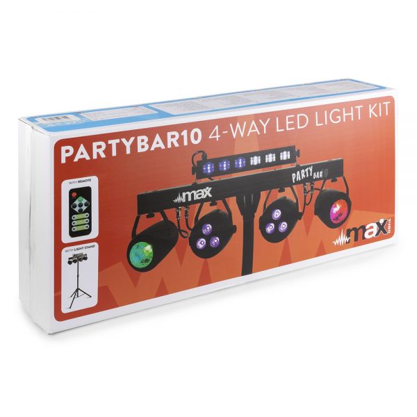 MAX PartyBar10 2x Jellymoon 2 x PAR LED + 1 x UV Strobe at Anthony's Music Retail, Music Lesson and Repair NSW
