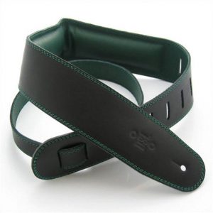 DSL GEG25-15-7 GEG Series Padded Guitar Strap – Black, Green Backing, 2.5″ at Anthony's Music Retail, Music Lesson and Repair NSW