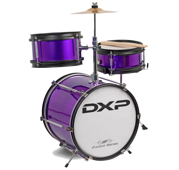 DXP TXJ3PL Junior 3 Piece Drum Set w/Cymbal & Sticks – Metallic Purple at Anthony's Music Retail, Music Lesson and Repair NSW