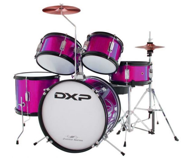 DXP TXJ5PK Junior Series 5-Piece Drum Kit Pack in w/Cymbals, Stool & Sticks – Pink at Anthony's Music Retail, Music Lesson and Repair NSW