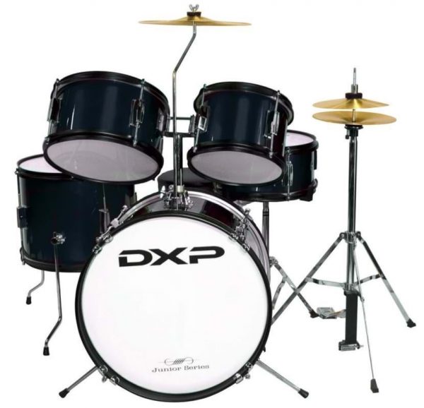 DXP TXJ7BK 5-Piece Deluxe Junior Drum Kit Pack in w/Cymbals, Stool & Sticks – Black at Anthony's Music Retail, Music Lesson and Repair NSW at Anthony's Music Retail, Music Lesson and Repair NSW