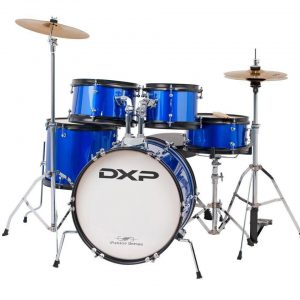 DXP TXJ7MBL 5-Piece Deluxe Junior Drum Kit Pack in w/Cymbals, Stool & Sticks – Metallic Blue at Anthony's Music Retail, Music Lesson and Repair NSW at Anthony's Music Retail, Music Lesson and Repair NSW