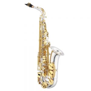 Jupiter JAS1100SGQ Alto Saxophone 1100 Series with Silver Body & Gold Keys, w/Backpack Case at Anthony's Music Retail, Music Lesson and Repair NSW