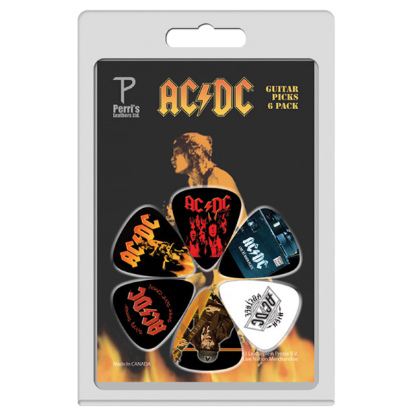 Perris LPACDC4 6-Pack AC/DC Licensed Guitar Picks Pack at Anthony's Music Retail, Music Lesson and Repair NSW