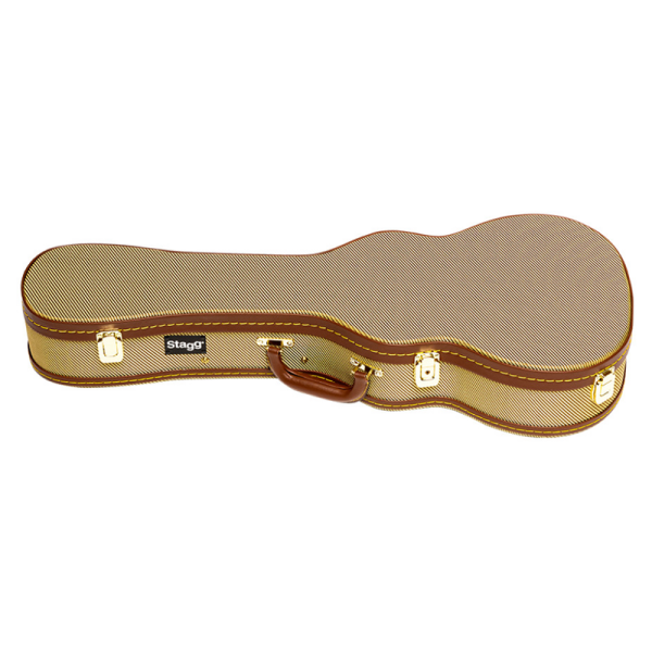 Stagg GCX-UKC GD Gold Tweed Deluxe Case for Concert Ukulele at Anthony's Music Retail, Music Lesson and Repair NSW