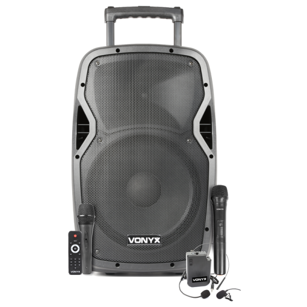 Vonyx AP1200BP 12″ Portable Battery Powered Speaker with Wireless Microphones Bluetooth 600W at Anthony's Music Retail, Music Lesson and Repair NSW