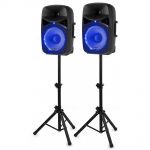 Vonyx VPS122A 800W Speaker Set with Stands (Pair) at Anthony's Music Retail, Music Lesson and Repair NSW
