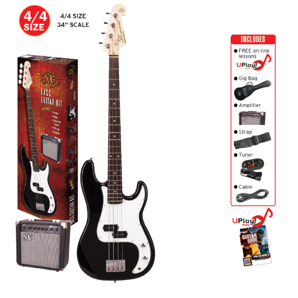 SX SB2SKB 4/4 Bass Guitar & Amp Pack (Black) at Anthony's Music Retail, Music Lesson & Repair NSW