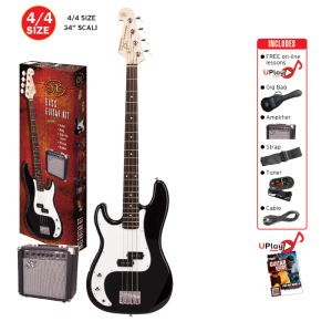 SX SB2SKBLH 4/4 Bass Guitar & Amp Pack Left Handed (Black) at Anthony's Music Retail, Music Lesson & Repair NSW