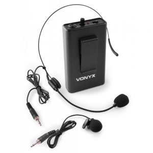 Vonyx BP10 Bodypack with Headset and Lapel Microphone at Anthony's Music Retail, Music Lesson & Repair NSW