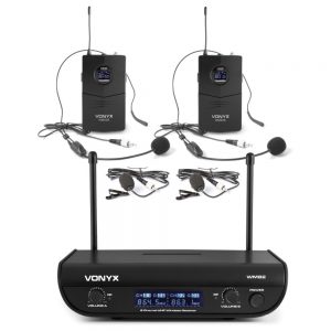 Vonyx WM82BP Dual Wireless Headset Bodypack Microphone System at Anthony's Music Retail, Music Lesson & Repair NSW