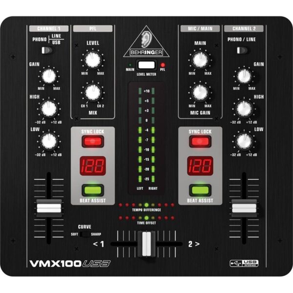 Behringer VMX100USB DJ Mixer w/USB at Anthony's Music - Retail, Music Lesson and Repair NSW