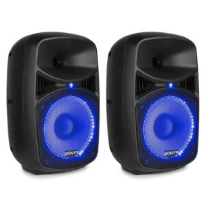 Vonyx VPS082A Active Speaker Set 8 Inch LED MP3 Bluetooth at Anthony's Music - Retail, Music Lesson and Repair NSW