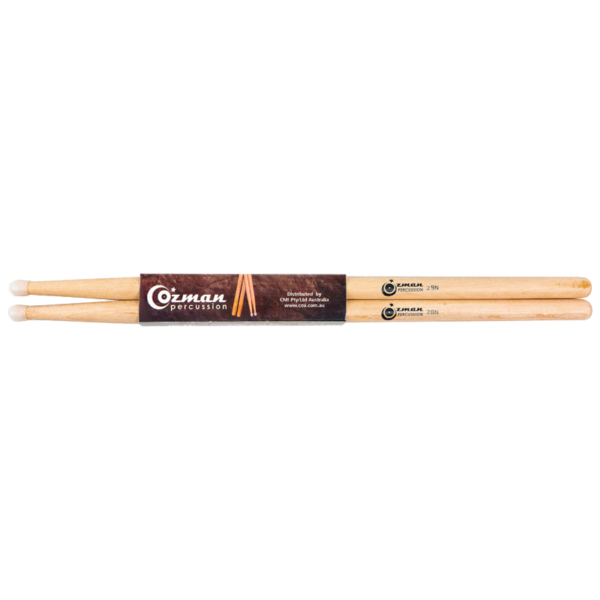 Ozman OZ-H2BN Hickory Drumsticks w/ Nylon Tip  at Anthony's Music - Retail, Music Lesson and Repair NSW