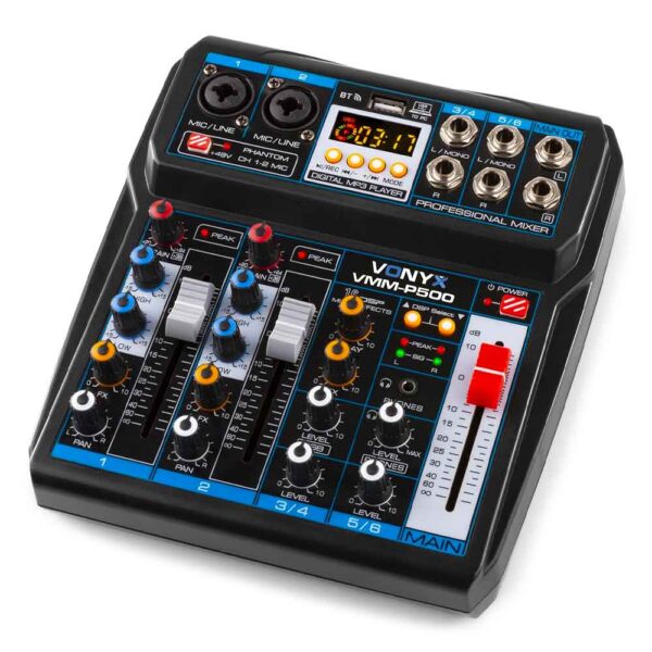 Vonyx VMM-P500 4 Channel Music Mixer w/ Bluetooth, MP3 & DSP at Anthony's Music - Retail, Music Lesson and Repair NSW