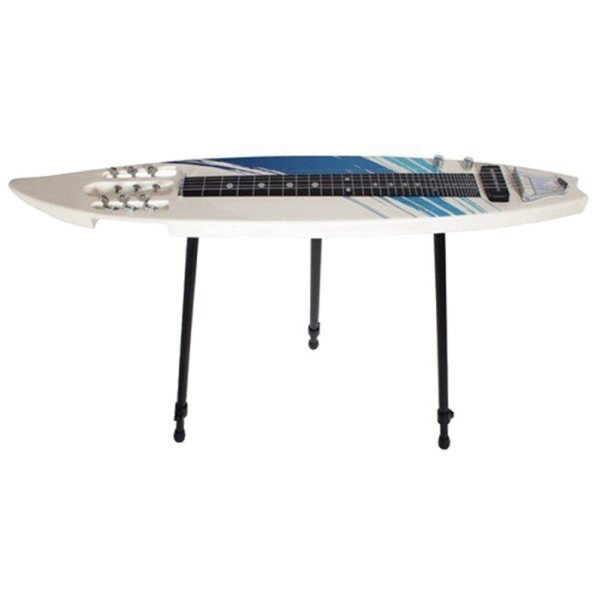 Mahalo MLG1 Surfboard-Shaped 6-String Lap Steel Guitar White-Blue w/ Bag & Stand at Anthony's Music - Retail, Music Lesson and Repair NSW