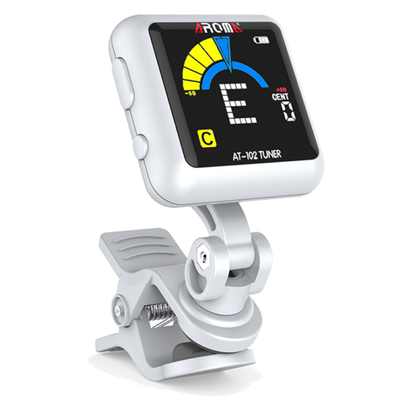 Aroma AT102WH Rechargable Chromatic Clip-on Tuner White at Anthony's Music - Retail, Music Lesson & Repair NSW