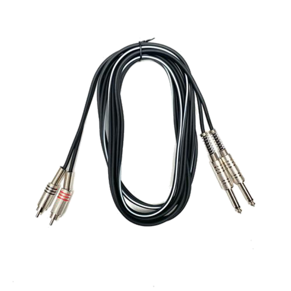 Australasian ASR10 2 x 6.3 Mono Jack to 2 x RCA Jack Chrome Cable 3m (10ft) at Anthony's Music - Retail, Music Lesson & Repair NSW 