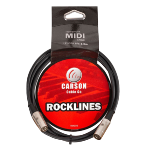 Carson Rocklines RMD06 MIDI Cable w/ Chrome Connections 1.8m (6ft) at Anthony's Music - Retail, Music Lesson & Repair NSW 