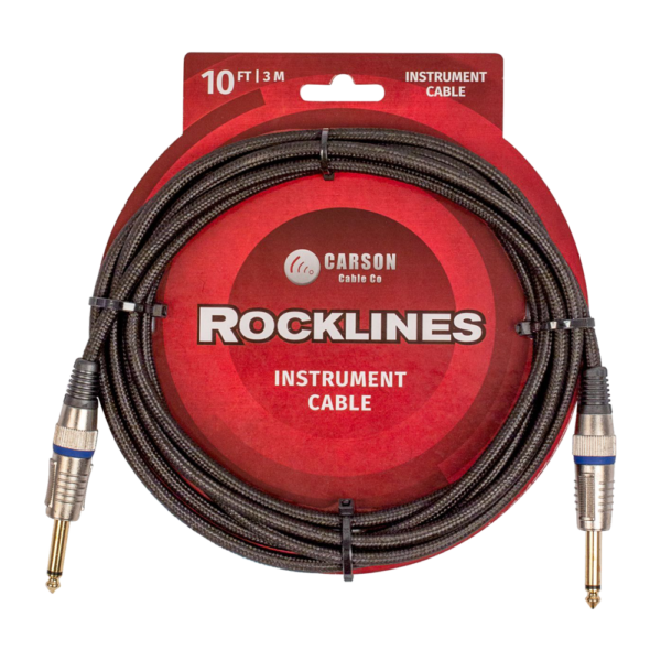 Carson Rocklines ROK10BK Braided Guitar Cable Black 3m (10ft) at Anthony's Music - Retail, Music Lesson & Repair NSW 