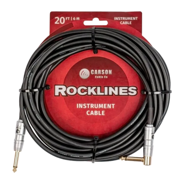 Carson Rocklines ROK20SL Instrument Cable Straight to Right Angled 6m (20ft) at Anthony's Music - Retail, Music Lesson & Repair NSW 