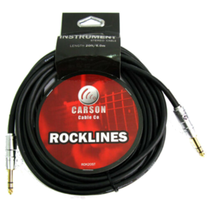 Carson Rocklines ROK20ST Stereo Jacks Instrument Cable 6m (20ft) at Anthony's Music - Retail, Music Lesson & Repair NSW 