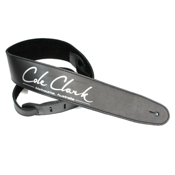 Cole Clark STRAP-L-BLK-G Deluxe Leather Guitar Strap Black With Gold Letters at Anthony's Music - Retail, Music Lesson & Repair NSW 
