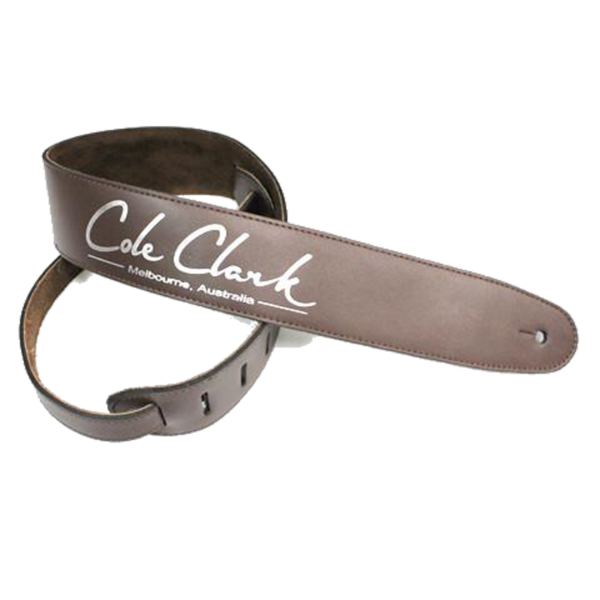 Cole Clark STRAP-L-SADDLE-G Deluxe Leather Guitar Strap Saddle Brown With Gold Letters at Anthony's Music - Retail, Music Lesson & Repair NSW 