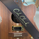 Cole Clark STRAP-L-SADDLE-G Deluxe Leather Guitar Strap Saddle Brown With Gold Letters at Anthony's Music - Retail, Music Lesson & Repair NSW 