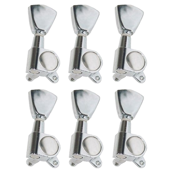 Dr Parts 647 3-a-Side Diecast Machine Heads w Tulip Buttons Set of 6 Chrome at Anthony's Music - Retail, Music Lesson & Repair NSW