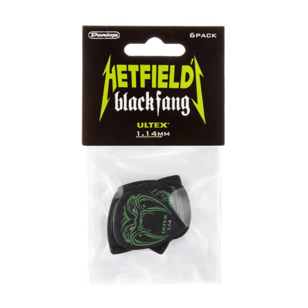 Jim Dunlop JPBF14 James Hetfield Black Fang Pick 6 Pack 1.14mm at Anthony's Music - Retail, Music Lesson & Repair NSW 