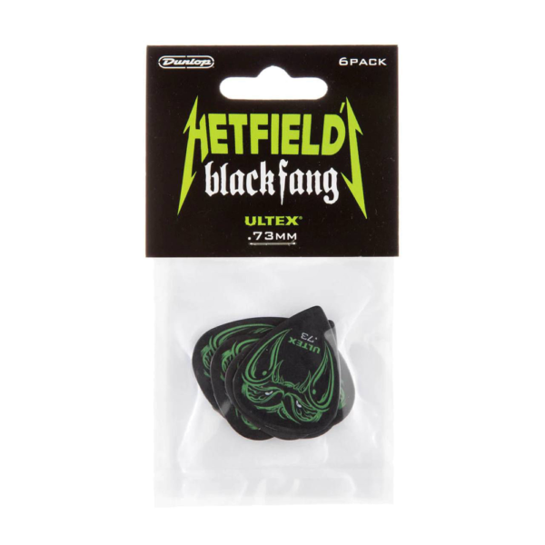 Jim Dunlop JPBF73 James Hetfield Black Fang Pick 6 Pack .73mm at Anthony's Music - Retail, Music Lesson & Repair NSW 