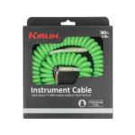 Kirlin KIMK202GR-30 Premium Coil Green Guitar Cable RA – Straight 10m (30ft) at Anthony's Music - Retail, Music Lesson & Repair NSW 